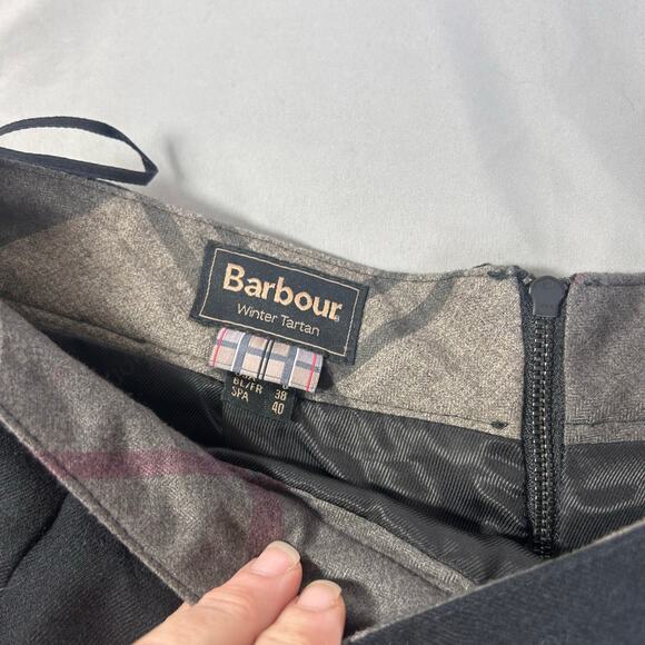 Barbour Winter Tartan Women's Black Wool Blend Knee length Skirt 6 - Picture 3 of 4